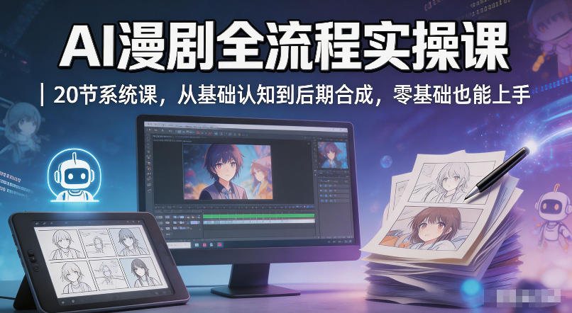 AI漫剧全流程实操课｜20节系统课，从基础认知到后期合成，零基础也能上手-AI学习库