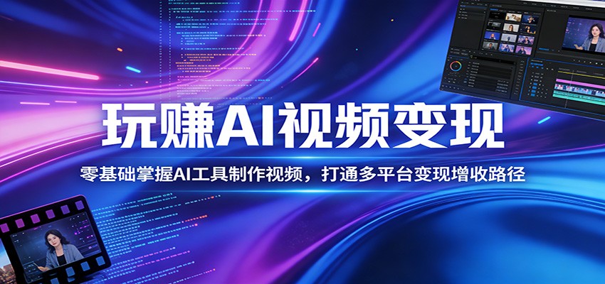 玩赚AI视频变现，零基础掌握AI具制作视频，打通多平台变现增收路径-AI学习库
