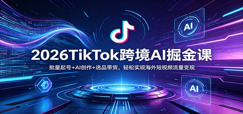 2026TikTok跨境AI掘金课：批量起号+AI创作+选品带货，轻松实现海外短视频流量变现-AI学习库
