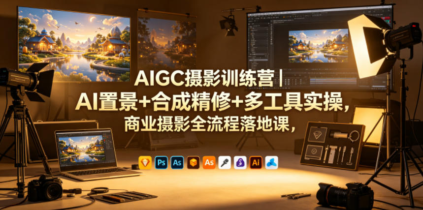 AIGC摄影训练营｜AI置景+合成精修+多工具实操，商业摄影全流程落地课-AI学习库