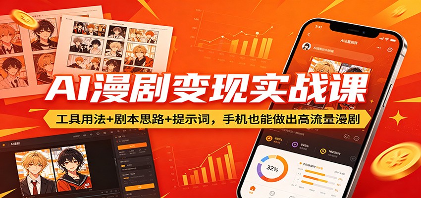 AI漫剧变现实战课：工具用法+剧本思路+提示词，手机也能做出高流量漫剧-AI学习库