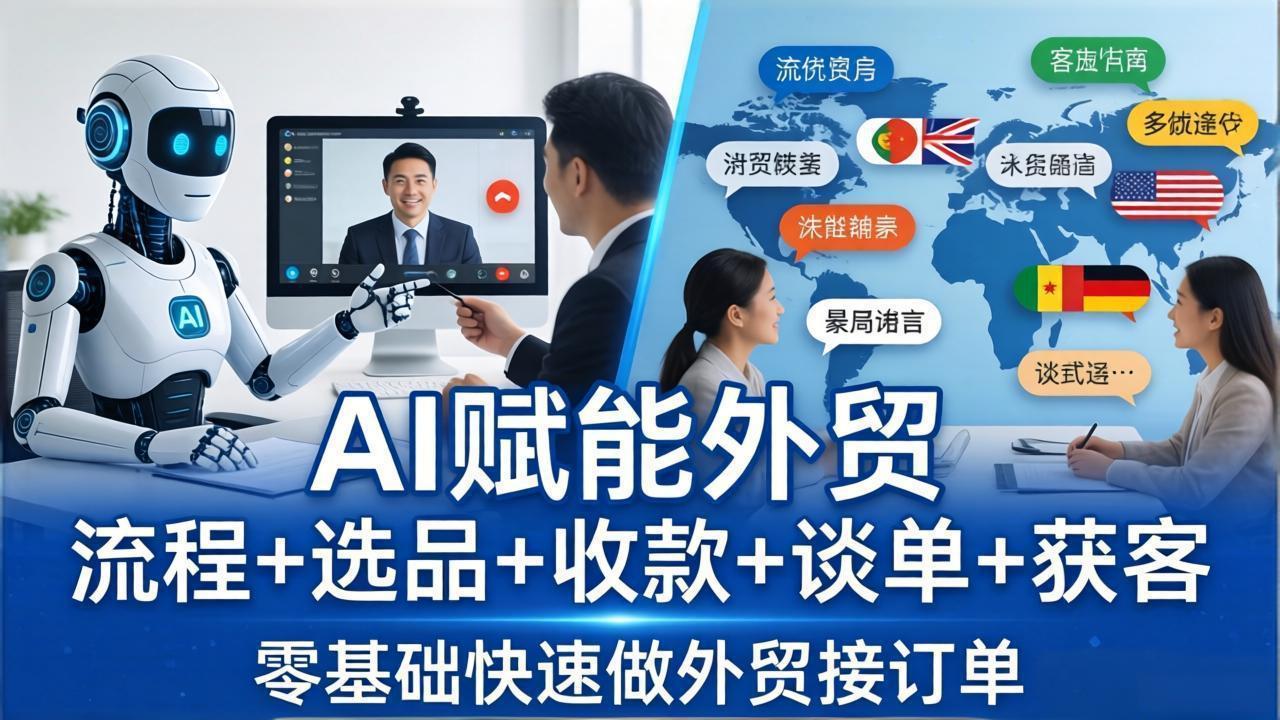 外贸+AI实战课：流程+选品+收款+谈单+获客，零基础快速做外贸接订单-AI学习库