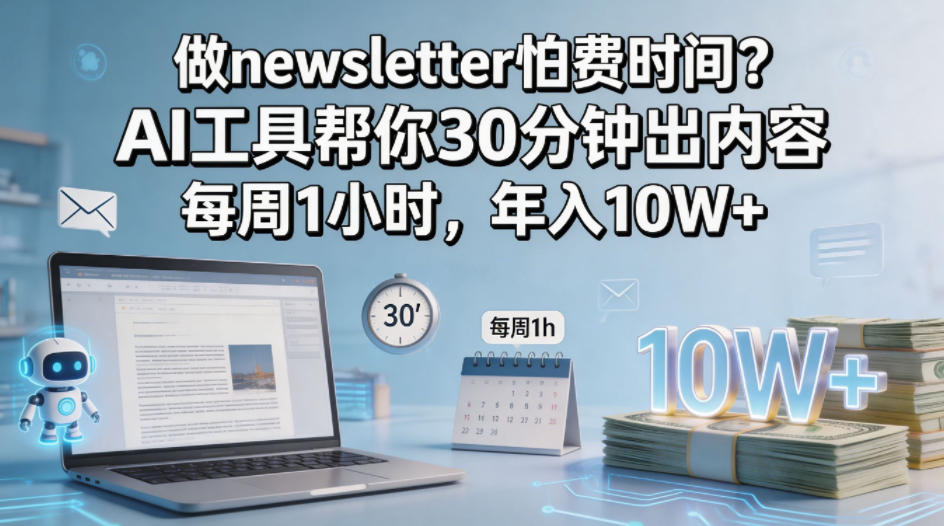 做newsletter怕费时间？AI工具帮你30分钟出内容，每周1小时，年入10W+！【原创双语字幕】-AI学习库