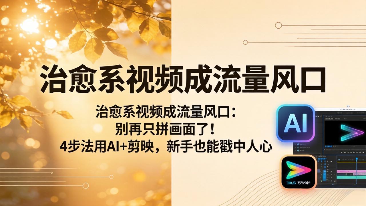 治愈系视频成流量风口：别再只拼画面了！4步法用AI+剪映，新手也能戳中人心-AI学习库