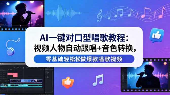 AI一键对口型唱歌教程：视频人物自动跟唱+音色转换，零基础轻松做爆款唱歌视频-AI学习库