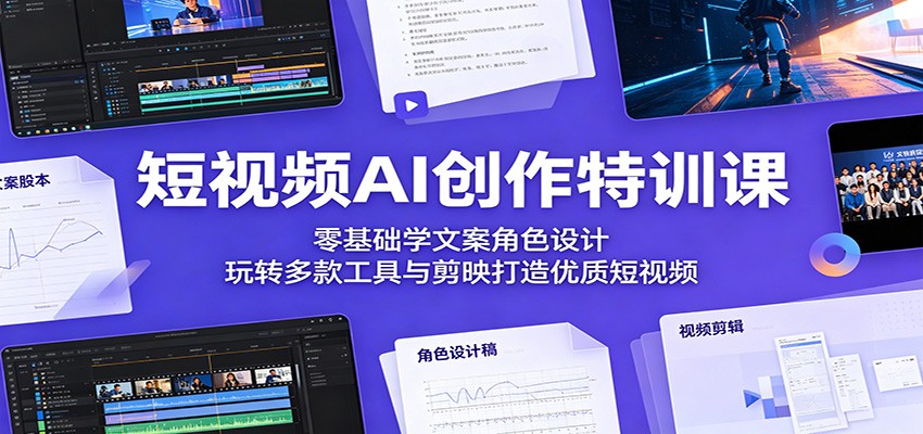 短视频AI创作特训课：零基础学文案角色设计，玩转多款工具与剪映打造优质短视频-AI学习库
