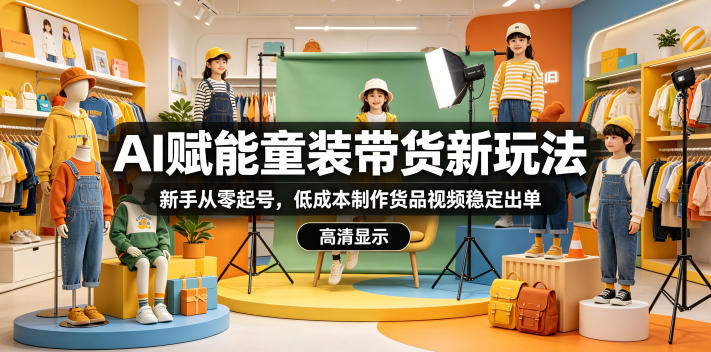 AI赋能童装带货新玩法，新手从零起号，低成本制作货品视频稳定出单-AI学习库