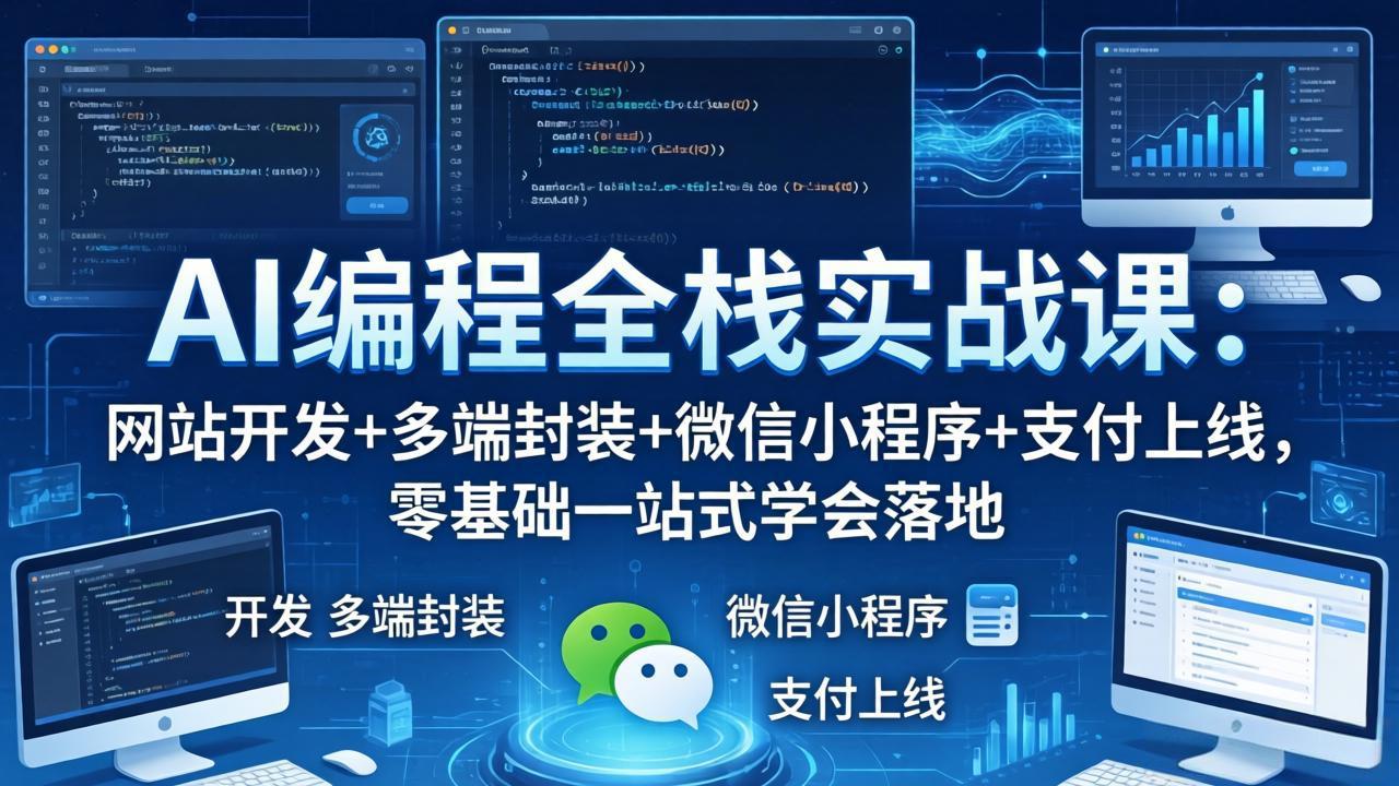 AI编程全栈实战课：网站开发+多端封装+微信小程序+支付上线，零基础一站式学会落地-AI学习库