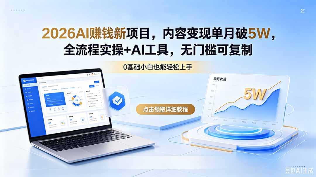 2026AI赚钱新项目，内容变现单月破5W，全流程实操+AI工具，无门槛可复制-AI学习库