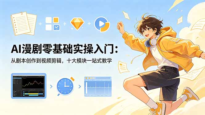 AI漫剧零基础实操入门：从剧本创作到视频剪辑，十大模块一站式教学-AI学习库