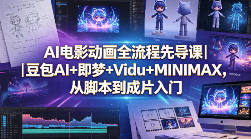 AI电影动画全流程先导课｜豆包AI+即梦+Vidu+MINIMAX，从脚本到成片入门-AI学习库