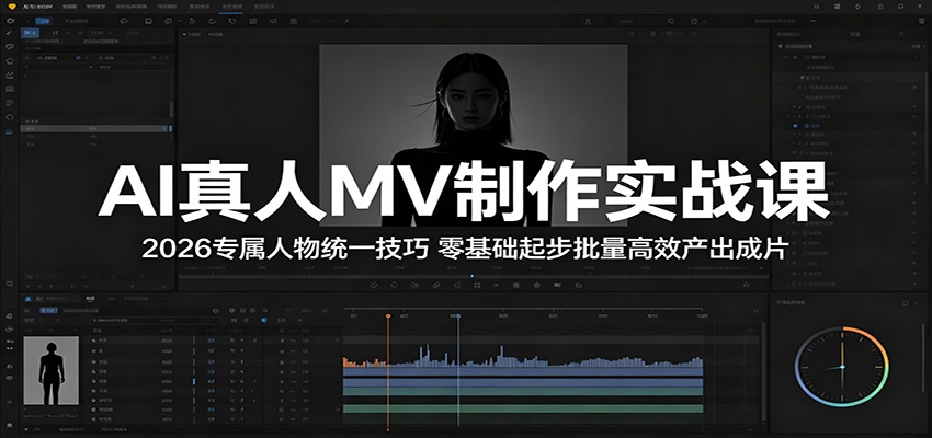AI真人MV制作实战课：2026专属人物统一技巧，零基础起步批量高效产出成片-AI学习库