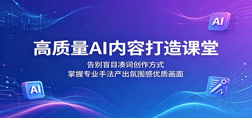 高质量AI内容打造课堂：告别盲目凑词创作方式，掌握专业手法产出氛围感优质画面-AI学习库