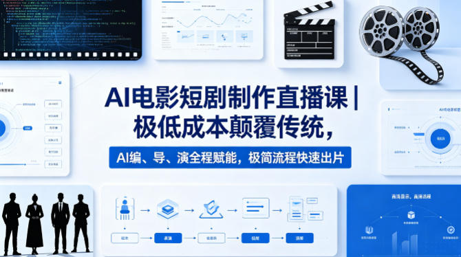 AI电影短剧制作直播课｜极低成本颠覆传统，AI编、导、演全程赋能，极简流程快速出片-AI学习库