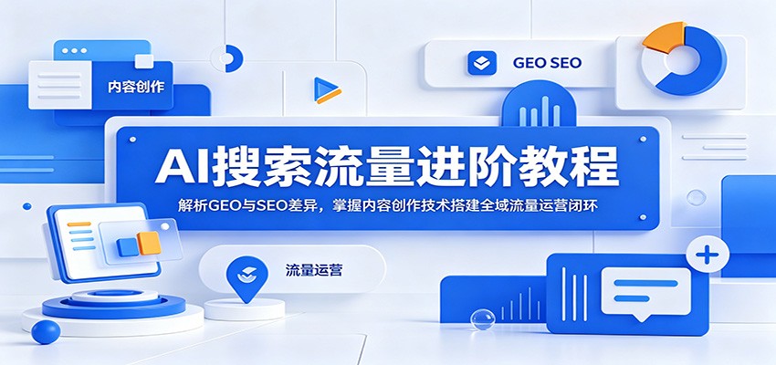 AI搜索流量进阶教程：解析GEO与SEO差异，掌握内容创作技术搭建全域流量运营闭环-AI学习库