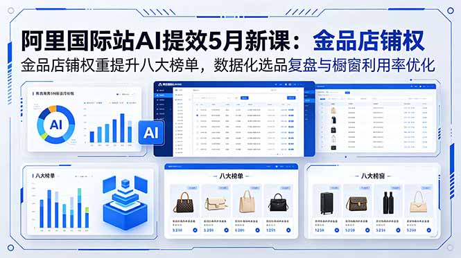 阿里国际站AI提效5月新课：金品店铺权重提升八大榜单，数据化选品复盘与橱窗利用率优化-AI学习库