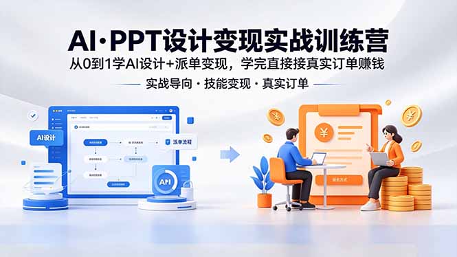 AI·PPT设计变现实战训练营，从0到1学AI设计+派单变现，学完直接接真实订单赚钱-AI学习库