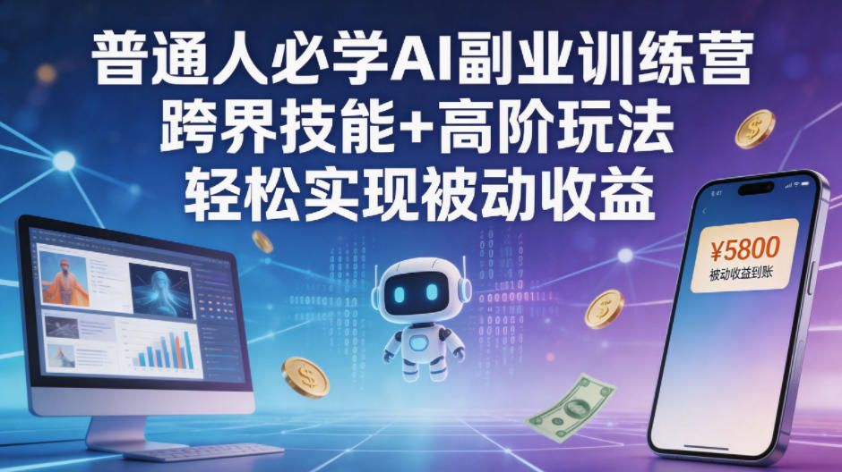 普通人必学AI副业训练营跨界技能+高阶玩法轻松实现被动收益-AI学习库
