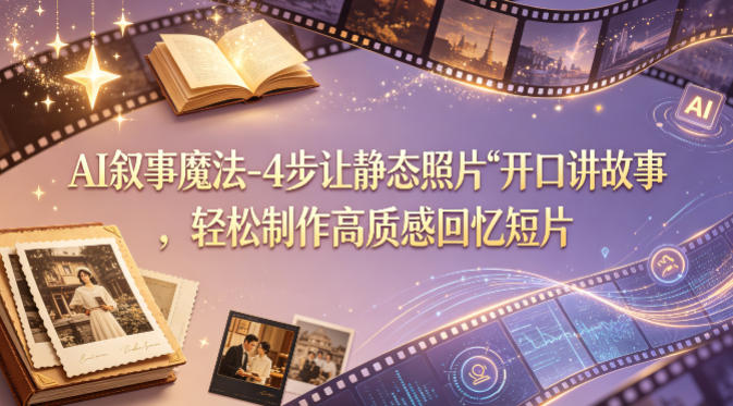 AI叙事魔法-4步让静态照片“开口讲故事”，轻松制作高质感回忆短片-AI学习库