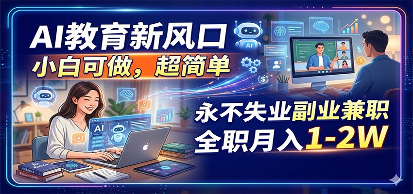 AI教育新风口，小白可做，超简单，永不失业副业兼职 全职月入1-2W-AI学习库