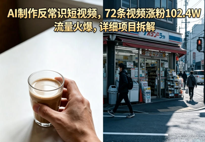 AI制作反常识短视频，72条视频涨粉102.4W，流量火爆，详细项目拆解-AI学习库