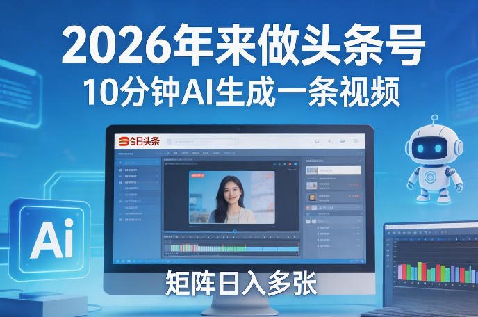 2026年来做头条号，10分钟AI生成一条视频，矩阵日入多张-AI学习库