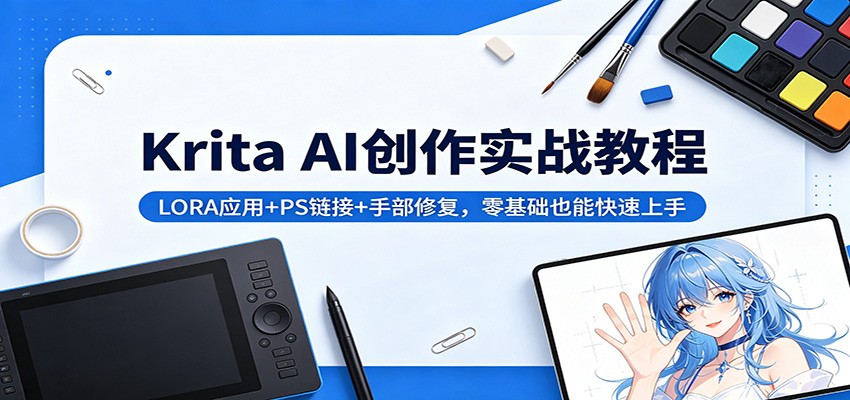 Krita AI创作实战教程：LORA应用+PS链接+手部修复，零基础也能快速上手-AI学习库