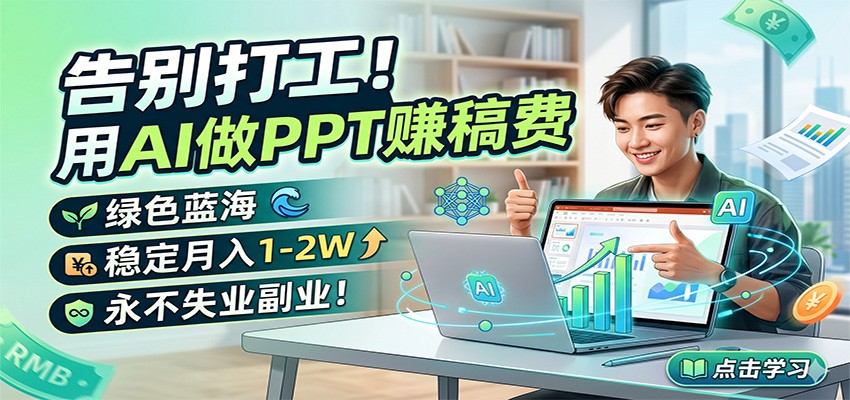 告别打工！用AI做PPT赚稿费，绿色蓝海，稳定月入1-2W，永不失业副业！-AI学习库
