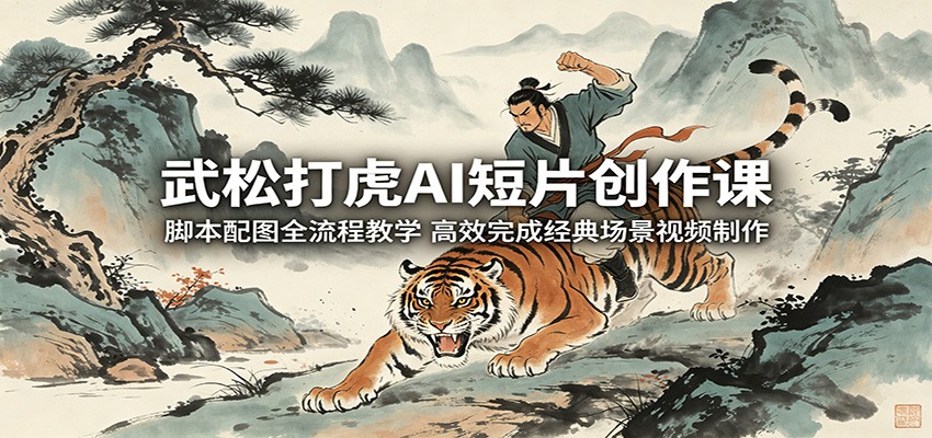 武松打虎AI短片创作课：脚本配图全流程教学，高效完成经典场景视频制作-AI学习库