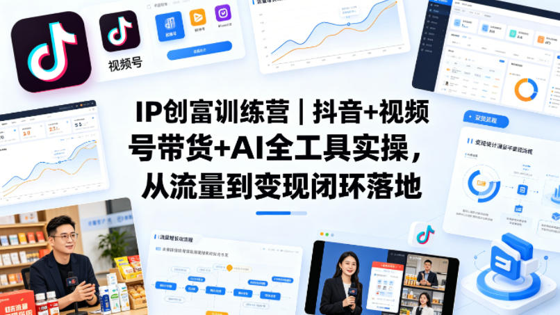 IP创富训练营｜抖音+视频号带货+AI全工具实操，从流量到变现闭环落地-AI学习库