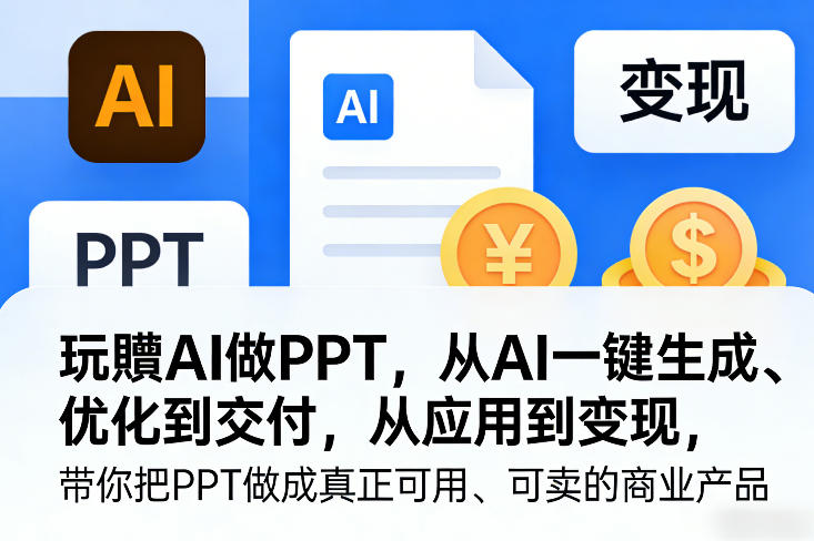 玩賺AI做PPT，从AI一键生成、优化到交付，从应用到变现，带你把PPT做成真正可用、可卖的商业产品(更新0421)-AI学习库