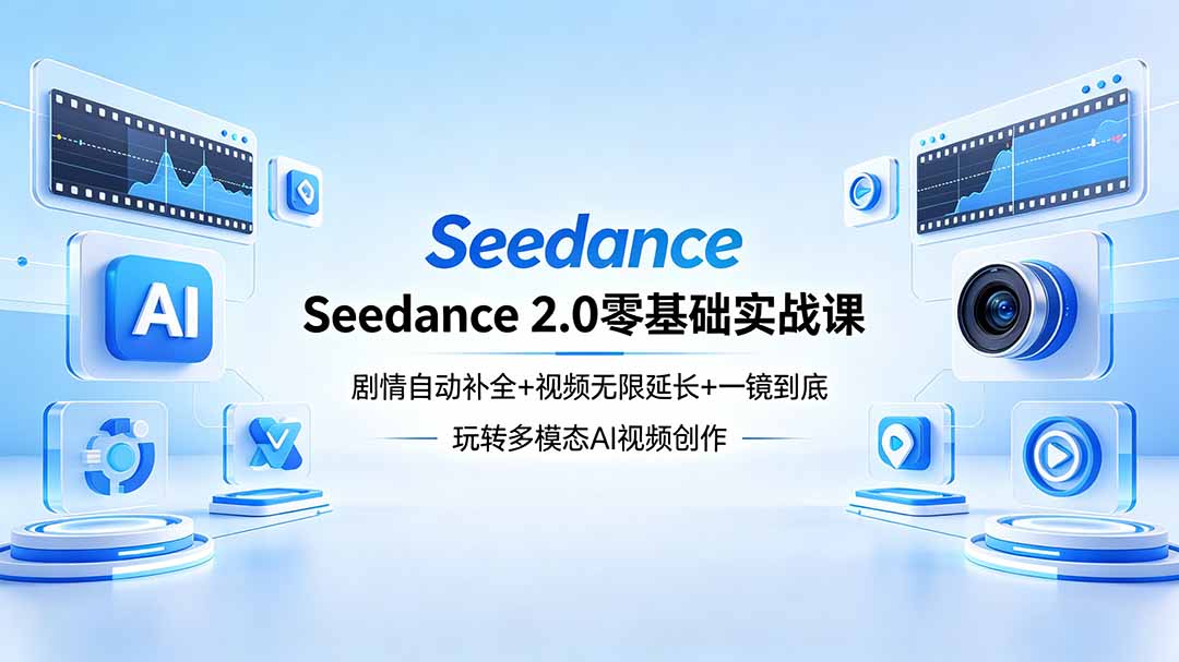 Seedance 2.0零基础实战课：剧情自动补全+视频无限延长+一镜到底：玩转多模态AI视频创作-AI学习库