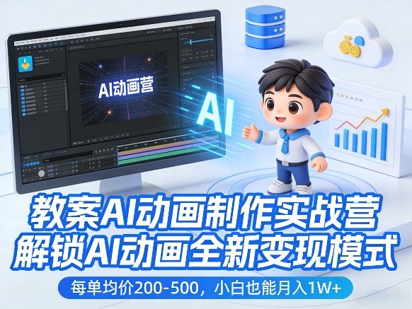 教案AI动画制作实战营，解锁AI动画全新变现模式，每单均价200-500，小白也能月入1W+-AI学习库