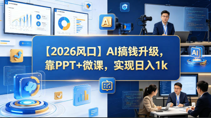 【2026风口】AI搞钱升级，靠PPT+微课，实现日入1k-AI学习库