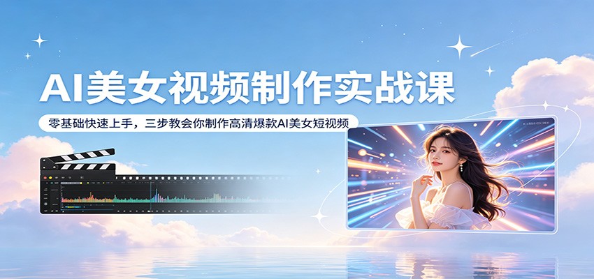 AI美女视频制作实战课：零基础快速上手，三步教会你制作高清爆款AI美女短视频-AI学习库