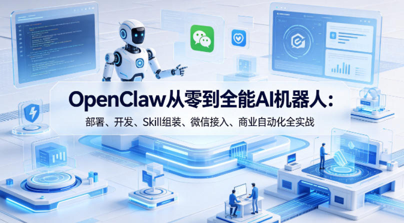 OpenClaw从零到全能AI机器人：部署、开发、Skill组装、微信接入、商业自动化全实战-AI学习库