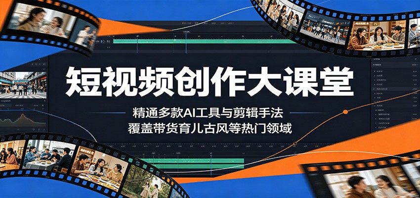 短视频创作大课堂：精通多款AI工具与剪辑手法，覆盖带货、育儿、古风等热门领域-AI学习库