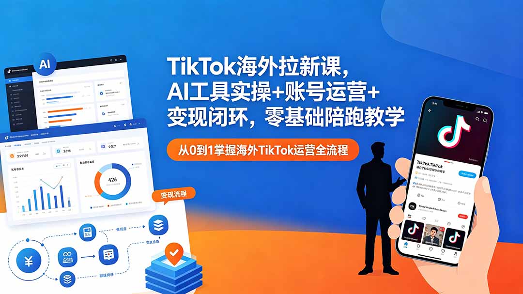 TikTok海外拉新课，AI工具实操+账号运营+变现闭环，零基础陪跑教学-AI学习库