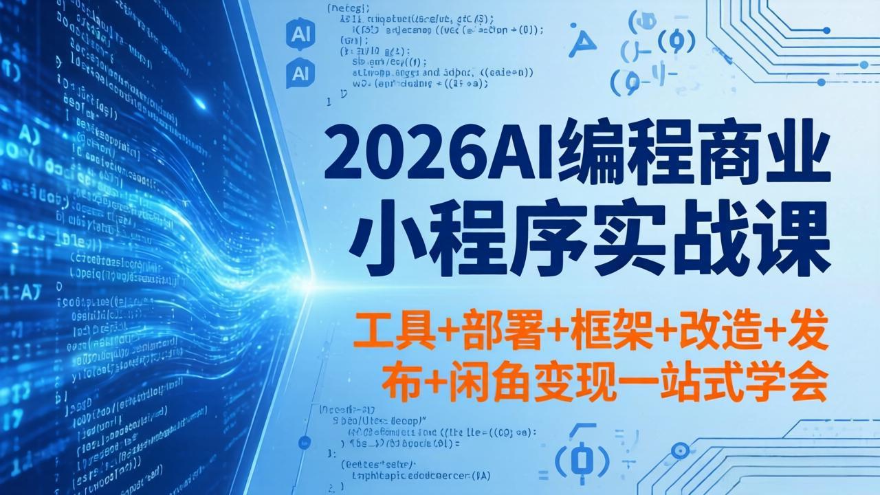 2026AI编程商业小程序实战课，工具+部署+框架+改造+发布+闲鱼变现一站式学会-AI学习库