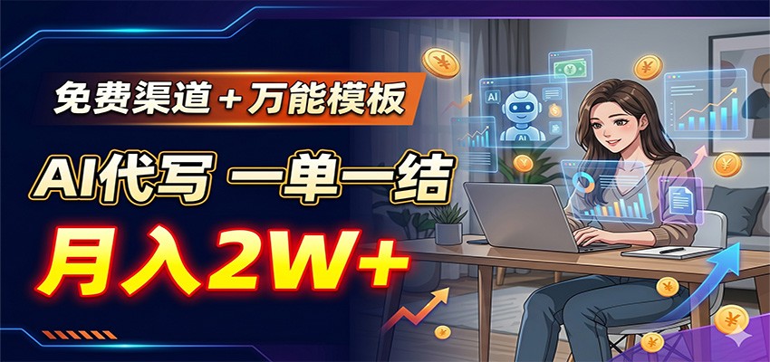 免费渠道+万能模板，AI代写一单一结，月入2W+-AI学习库