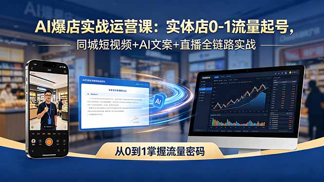 AI爆店实战运营课：实体店0-1流量起号，同城短视频+AI文案+直播全链路实战-AI学习库