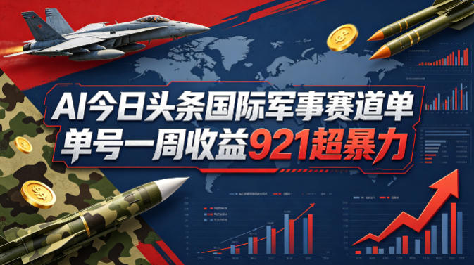 AI今日头条国际军事赛道，单号一周收益921，超暴力-AI学习库