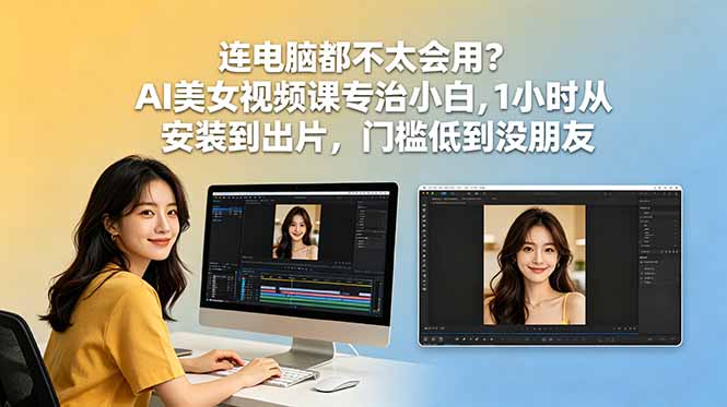 连电脑都不太会用？AI美女视频课专治小白，1小时从安装到出片，门槛低到没朋友-AI学习库