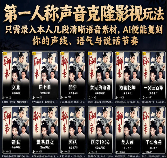 第一人称声音克隆影视玩法，只需录入本人几段清晰语音素材，AI便能复刻你的声线、语气与说话节奏-AI学习库
