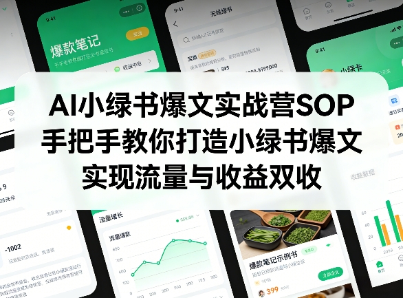 AI小绿书爆文实战营SOP，手把手教你打造小绿书爆文，实现流量与收益双收-AI学习库