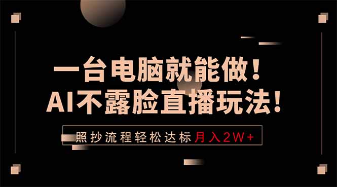 一台电脑就能做！AI不露脸直播玩法，照抄流程轻松达标月入2W+-AI学习库