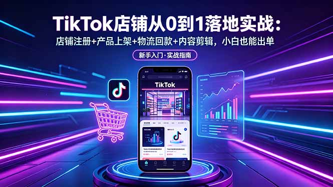 TikTok店铺从0到1落地实战：店铺注册+产品上架+物流回款+内容剪辑，小白也能出单-AI学习库