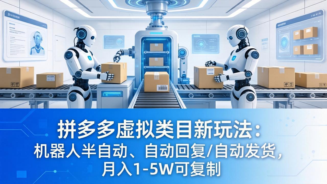 拼多多虚拟类目新玩法：机器人半自动、自动回复 /自动发货，月入 1-5W 可复制-AI学习库