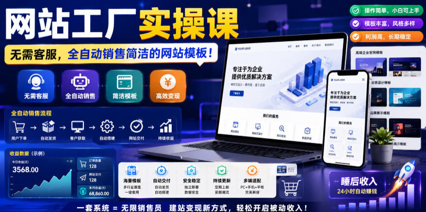 网站工厂实操课，无需客服，网站模板自动赚钱！【原创双语字幕】-AI学习库
