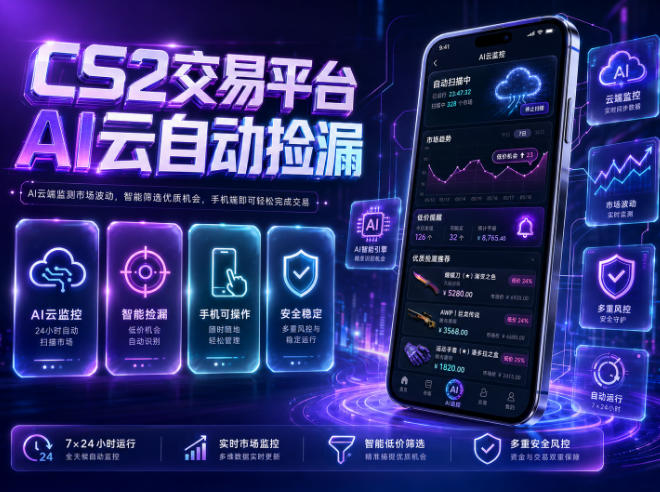 CS2交易平台AI云自动捡漏，多年稳定运行，无需手机，支持任何形式验证，日入300+【揭秘】-AI学习库